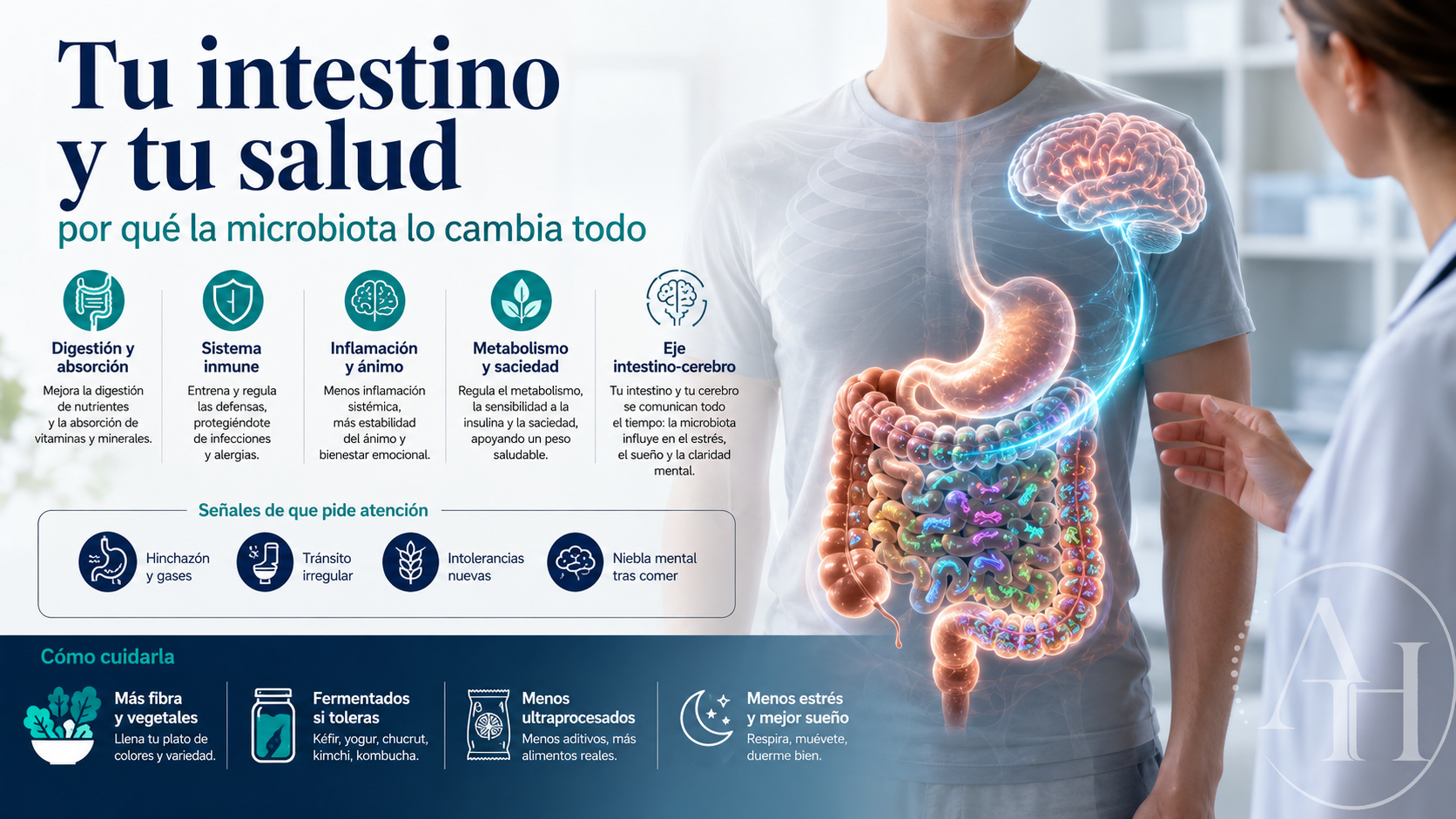 Visualizacion de microbiota intestinal y conexion intestino cerebro