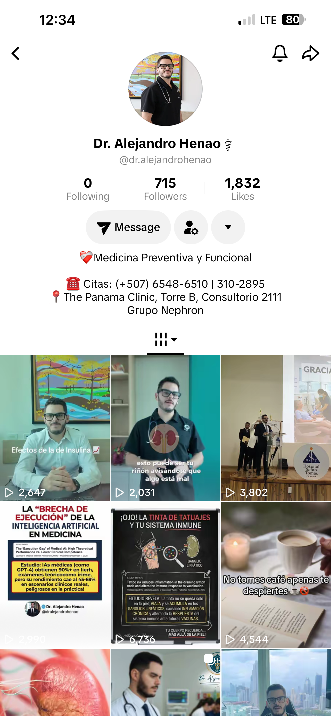 Feed de TikTok del Dr. Alejandro Henao